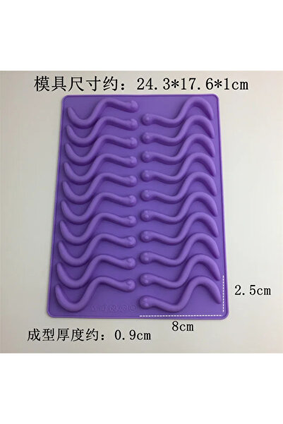 Choice قوالب شوكولاتة على شكل ديدان ثعبان من السيليكون أرجوانية اللون، مكونة ...