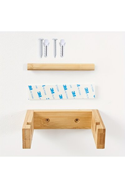 Choice as shown Bamboo Wall Mounted Toilet Paper Holder,Wooden Toilet Paper H...