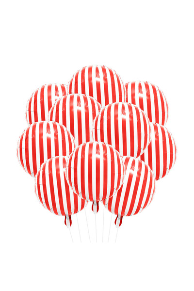 Choice 10 قطع 10 قطع 18 بوصة بالونات مخططة باللونين الأحمر والأبيض بالونات كر...