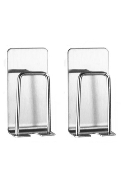 Choice فضي - قطعتان من حامل فرشاة الأسنان الأنيق المثبت على الحائط ومنظم أكوا...