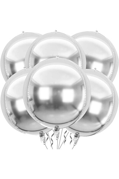 Choice 6 قطع 22 بوصة فضية 5/10 قطع بالونات كروية من رقائق الألومنيوم رباعية ا...
