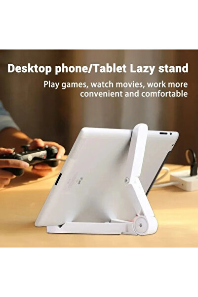 Vikefon WHITE Portable Tablet Phone Folding Triangular Phone Stand Easy To Carry Mobile Phone Fixed Tablet S