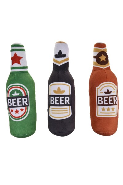 Choice ألعاب كلاب قطيفة خضراء على شكل زجاجة بيرة للكلاب الصغيرة والكبيرة مقاو...