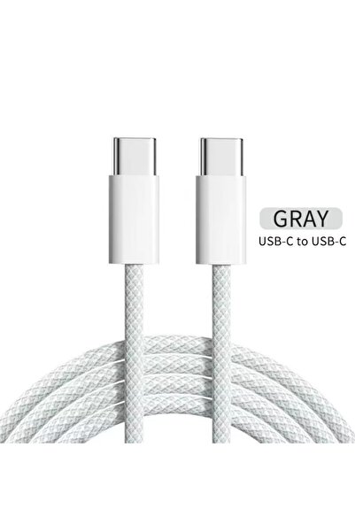 Choice 1.5m Gray PD 60W USB-C to USB C Fast Charger Cable Multi Color Weaving...