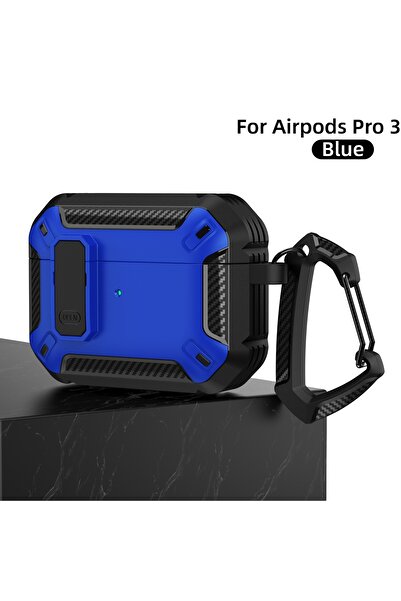 Choice غطاء حماية لجهاز AirPods Pro 3 باللون الأزرق مزود بقفل آمن مع مجموعة ت...