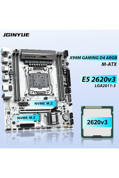 Choice اللوحة الأم + وحدة المعالجة المركزية JGINYUE X99 Motherboard A 2011-3 مع Xeon E5 2620 V3 DDR4 RAM Memory M.2 NVME SATA