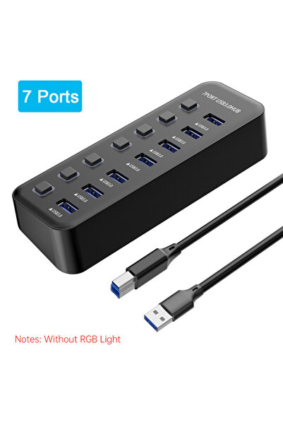 Choice موزع USB 3.0 مزود بـ 7 منافذ RGB ومحول بيانات مزود بـ 7 منافذ ومفتاح ت...