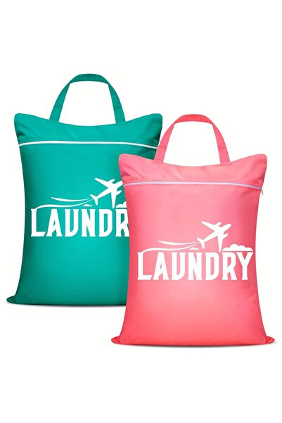 Choice حقيبتان غسيل سفر كبيرتان قابلتان للغسل باللونين الأخضر والوردي، مناسبت...