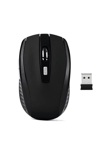 Kebidumei ماوس لاسلكي أسود مطفي بتردد 2.4 جيجاهرتز، ماوس ألعاب بتردد 2.4 جيجاهرتز، ماوس بصري سداسي الأبعاد لاسلكي، نحيف وصغير الحجم وهادئ.