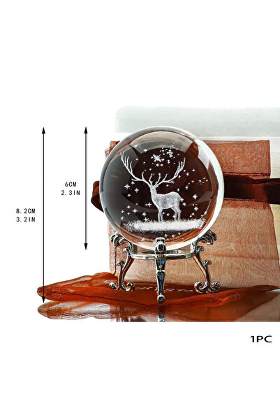 Choice 5459 قطعة واحدة 2.4 بوصة (60 مم) كرة زجاجية بلورية منحوتة ثلاثية الأبع...
