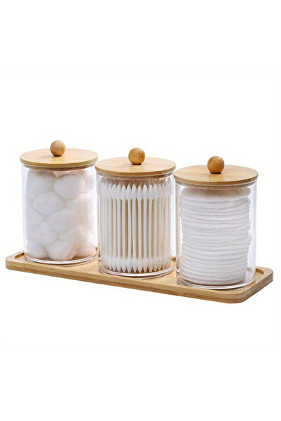 Choice حامل أعواد قطنية/كرة/وسادة من A Style سعة 10 أونصة مع صينية للزينة، مو...