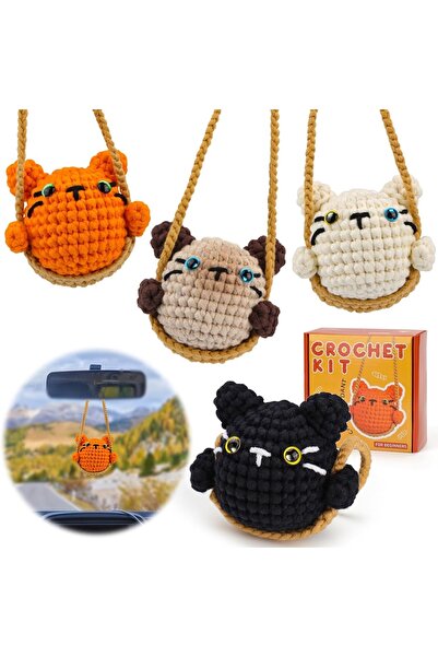 Choice cat KRABALL Cute Cat Crochet Knitting Kit With Cotton Yarn Thread And ...