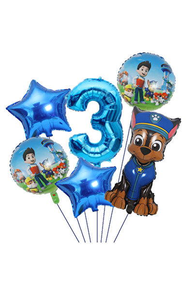 PAW PATROL 6PCS SET 32inch 3-blue A Dog balloon Chase Skye boy girl Birthday party decoration alumin