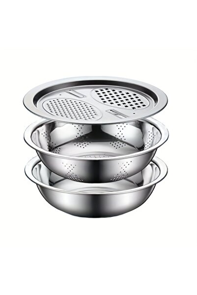 Choice طقم مطبخ من ثلاث قطع مصنوع من الفولاذ المقاوم للصدأ مع مطحنة مدمجة ومر...