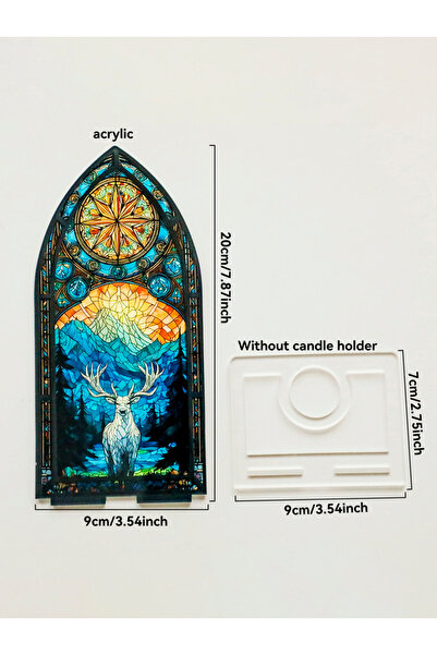 Choice زينة حامل شموع أكريليك BS5113 بتصميم قوس قوطي مع نقش تنين ملون وسماء م...