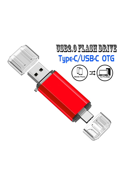 Choice محرك أقراص فلاش USB C أحمر سعة 128 جيجابايت، ذاكرة نقل عالية السرعة من USB 2.0 إلى USB Type-c سعة 64 جيجابايت