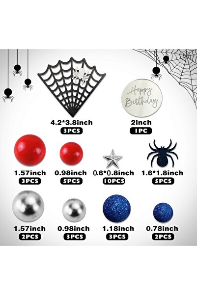 Choice 37pcs Spider Web Cake Decorati - Glitter Spiders, Stars & Balls for Bi...