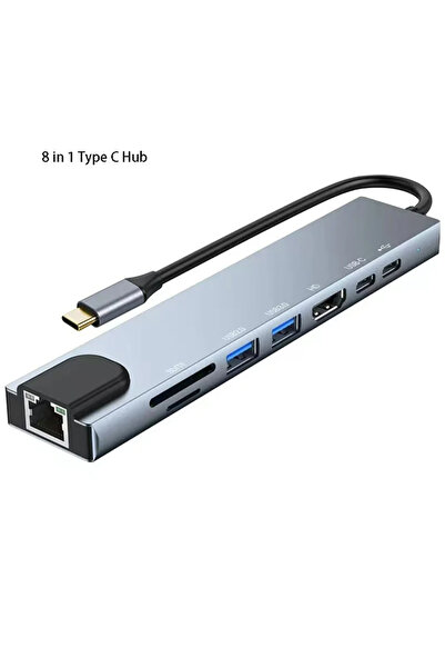 Choice 8 IN 1 Type C Extender 8 in 1 USB HUB with HDMI Laptop Converter USB C to USB 3.0 2.0 Disk Ethernet