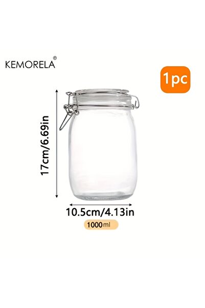 Choice مرطبان تخزين زجاجي من البورسليكات سعة 1000 مل مع غطاء محكم الإغلاق - آمن للاستخدام في غسالة الأطباق وخالي من مادة BPA