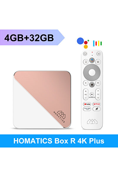 Choice EU Plug 4G32G HOMATICS Box R 4K Plus TV Box AndroidTV 14 Netflix Google Certified Amlogic S905X4 4G3
