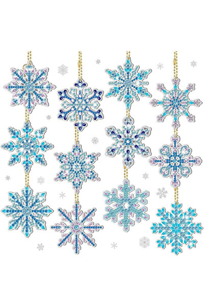 Choice 12 قطعة/المجموعة DIY ندفة الثلج الماس الفن سلاسل المفاتيح عيد الميلاد ...