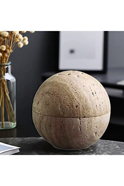 Choice travertine marble Travertine Marble Incense Burner Textured Spherical Aromatherapy Stone Bowl Franki