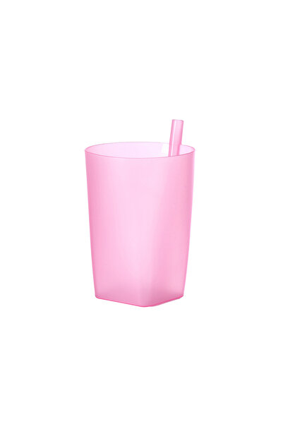 Choice كوب شرب للأطفال وردي اللون مع كوب حليب مدمج مع شفاطة، ألوان منزلية، كوب شرب مع شفاطة للأطفال