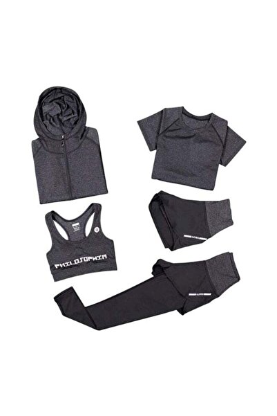 DOMEET 5-Piece Sportswear Set Black/Grey