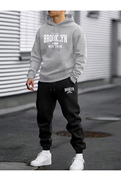 EFFRENATU طقم سويت شيرت وبنطال رياضي بغطاء للرأس للرجال