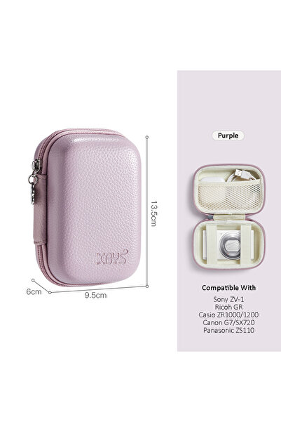 Choice حافظة كاميرا رقمية صلبة من جلد البولي يوريثان باللون الأرجواني، حامل ت...