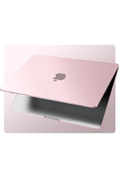 EooCoo جراب صلب لجهاز ماك بوك إير 13.6 (M4/M3/M2) - شفاف غير لامع، وردي تفاحي