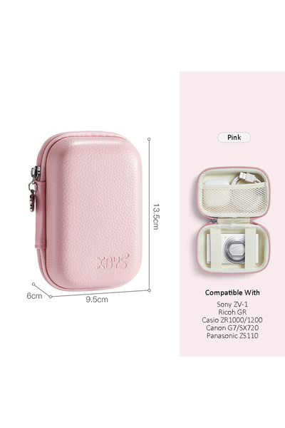 Choice حافظة كاميرا رقمية صغيرة من الجلد الصناعي باللون الوردي مع غطاء صلب وح...