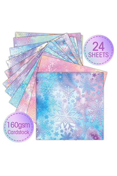 Choice 24 قطعة من الورق، 24 ورقة من ورق قصاصات ندفة الثلج الشتوية لعيد الميلا...