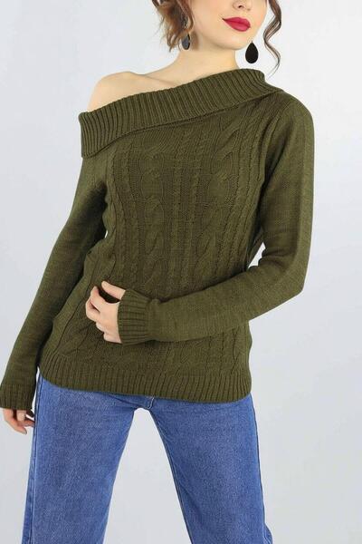 Modafeminen Tricotaj Pulover TR1071 KHAKI