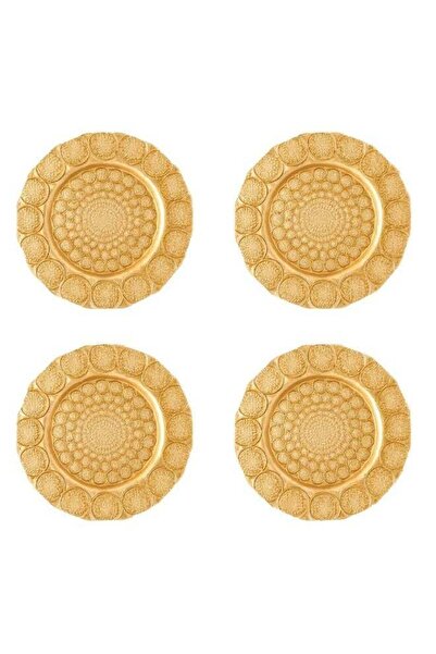 Byblos set of 4 golden glass serving plates 32 cm – multi-purpose for elegant tables