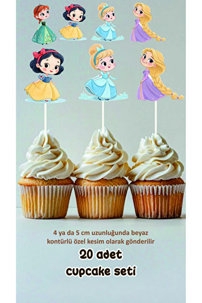 Sinek Kupası Tasarım Princess Themed Concept Toothpick Cupcake Topper Birthda...