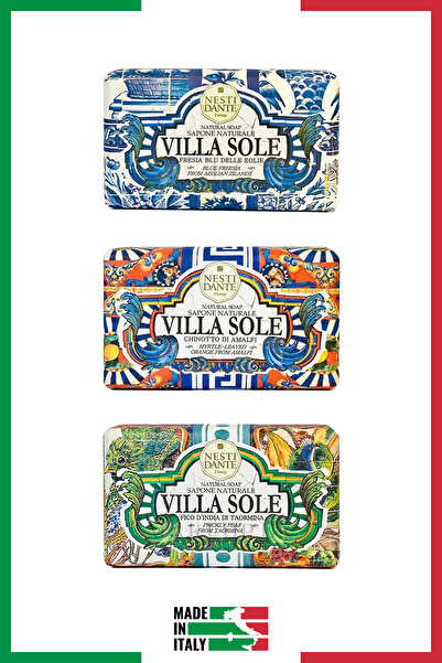 Nesti Dante Villa Sole Sabun Set 3*250gr | Genel Bakım Seti | Fresia Blu, Fic...