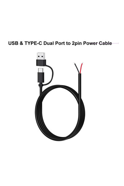 Choice11 كابل تمديد مفتوح من نوع USB Type-C إلى USB Type-C 2 في 1 أسود، 5 فول...