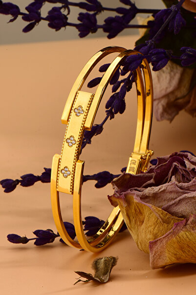 Çgk Çiğdem Gürel Kuyumculuk 8K Altın Yonca Motifli Kaburga Kelepçe Bilezik – ...