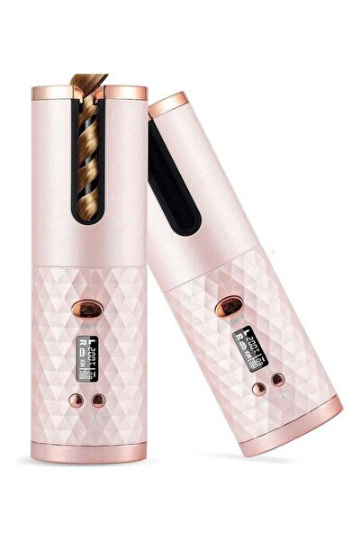 Arabest Wireless Automatic Ceramic Hair Curling Wand with LCD Display - Pink