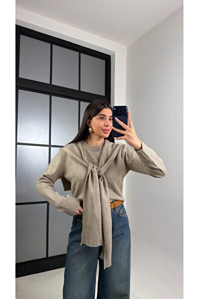 Gaus Mink Shawl Detailed Knitwear Sweater Gaus-00862