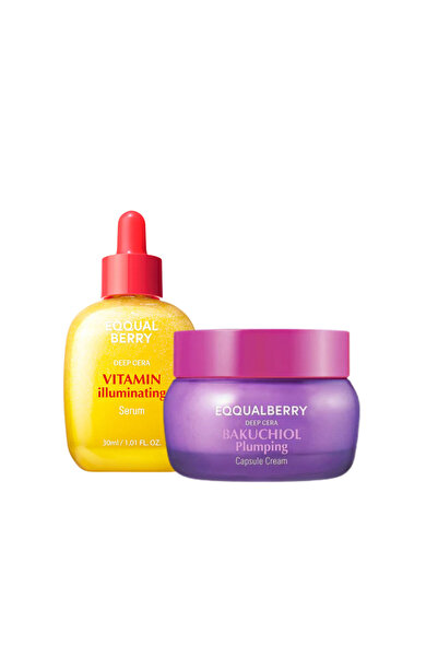 EQQUALBERRYS مجموعة سيروم فيتامينات إيكوالبيري المضيء وكريم الباكوتشيول