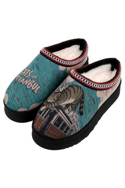 Dogo Women's Vegan Leather Turquoise Slippers - Tram Nap Design
