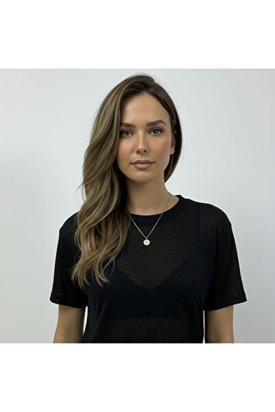 VALDOR Keten Muadilli Hafif Transparan Basic T-Shirt