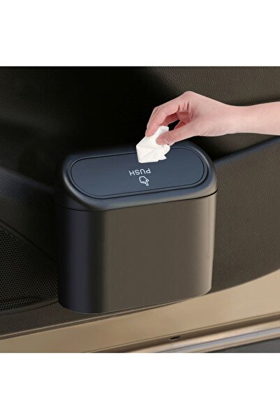 HEDİYE FİKRİ Premium Black Car Trash Can – Large Capacity, Leak-Proof In-Car Garbage Bin