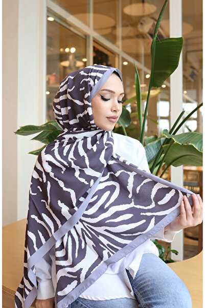 sefamerve Zebra patterned capri shawl 70348-02 gray anthracite
