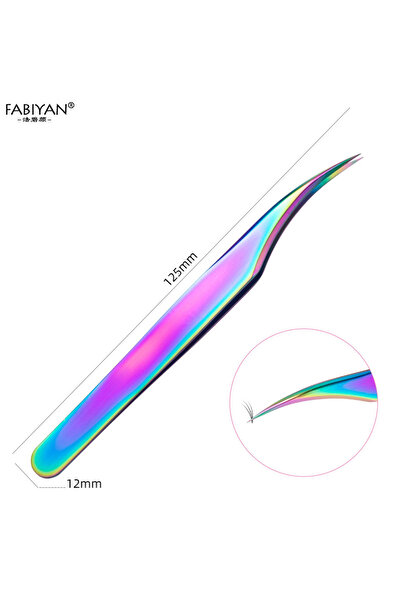 Choice4 ملقط رموش قوس قزح على شكل حرف C من الفولاذ المقاوم للصدأ لتمديد الرمو...