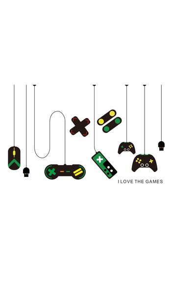 Yash Autocolant decorativ de perete -I Love the Games- 48x70cm, multicolor