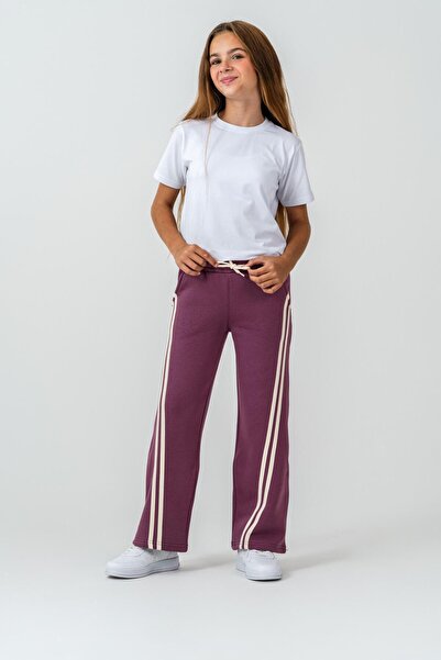 Mışıl Kids Φούτερ για κορίτσια με ρίγες στα πλαϊνά με 3 κορδόνια