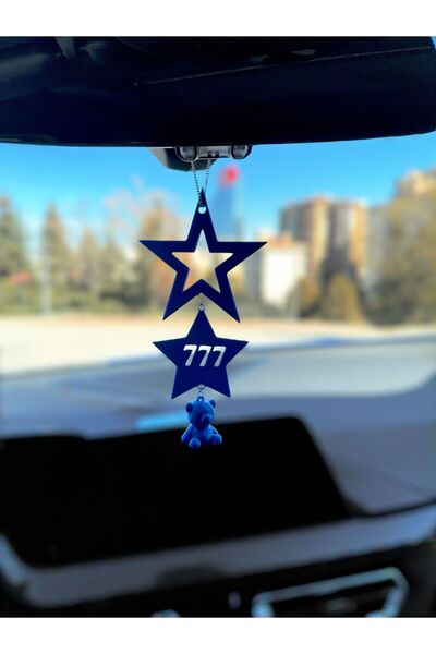 KUKO DESIGN Stellar Bear Charm 2 Harfli Yıldız & Ayıcık Araba Dikiz Ayna Süsü...